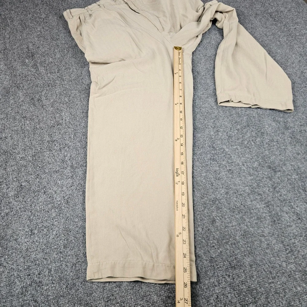 LUAU Mens 34 Silk Pleated Trousers Tan Khaki Herringbone Relaxed Island Pants